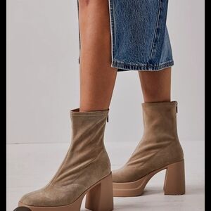 Free People Double Stack Suede Heeled Boots